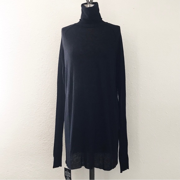 Haider Ackermann Sweaters - HAIDER ACKERMANN | Black Wool Knit Turtleneck Tunic Sweater Top
